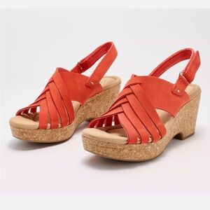Clarks Collection Woven Leather Wedges-Giselle Glow-Grenadine-9M-A596102